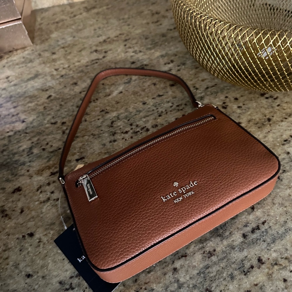 Kate Spade Leila Convertible Wristlet Shoulder Bag Leather Gingerbread Brown New - Picture 3 of 8